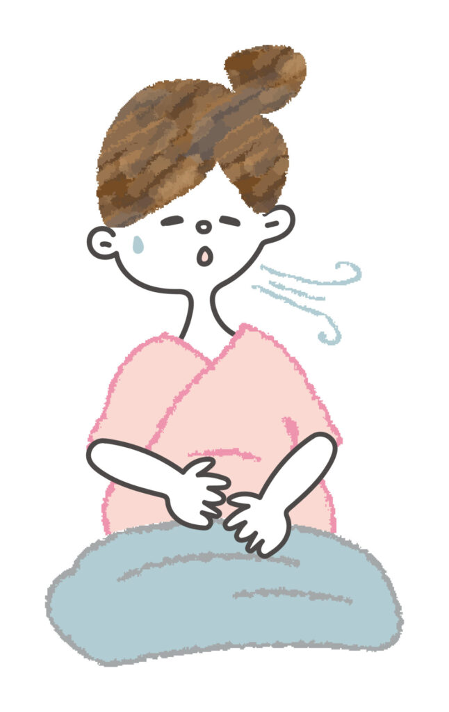 陣痛室で痛みに耐える妊婦のイラスト