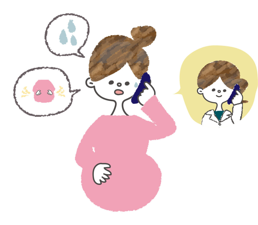 産院に行く問い合わせの電話イラスト