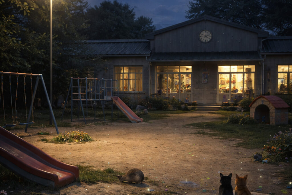 夜の園庭イメージ